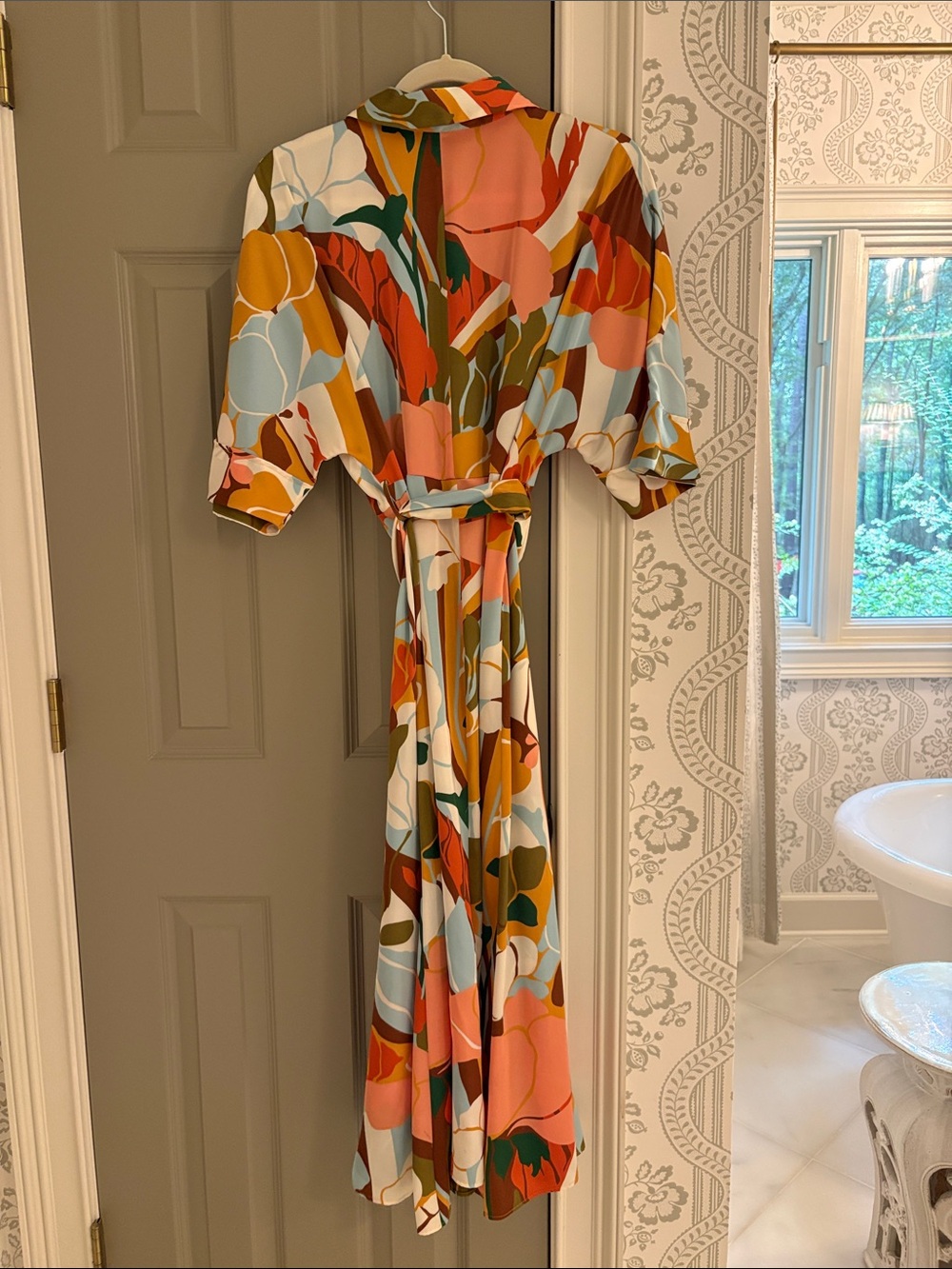 Zara Multicolor Abstract Print Shirt Midi Dress with Belt - Picture 5 of 5